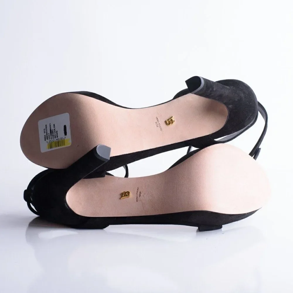Veronica Beard Womens Black Suede Darcelle Strappy Pump Heels US 10 EU 41 New